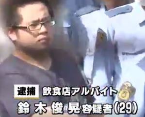 鈴木俊晃（２９）容疑者の顔写真画像写メ